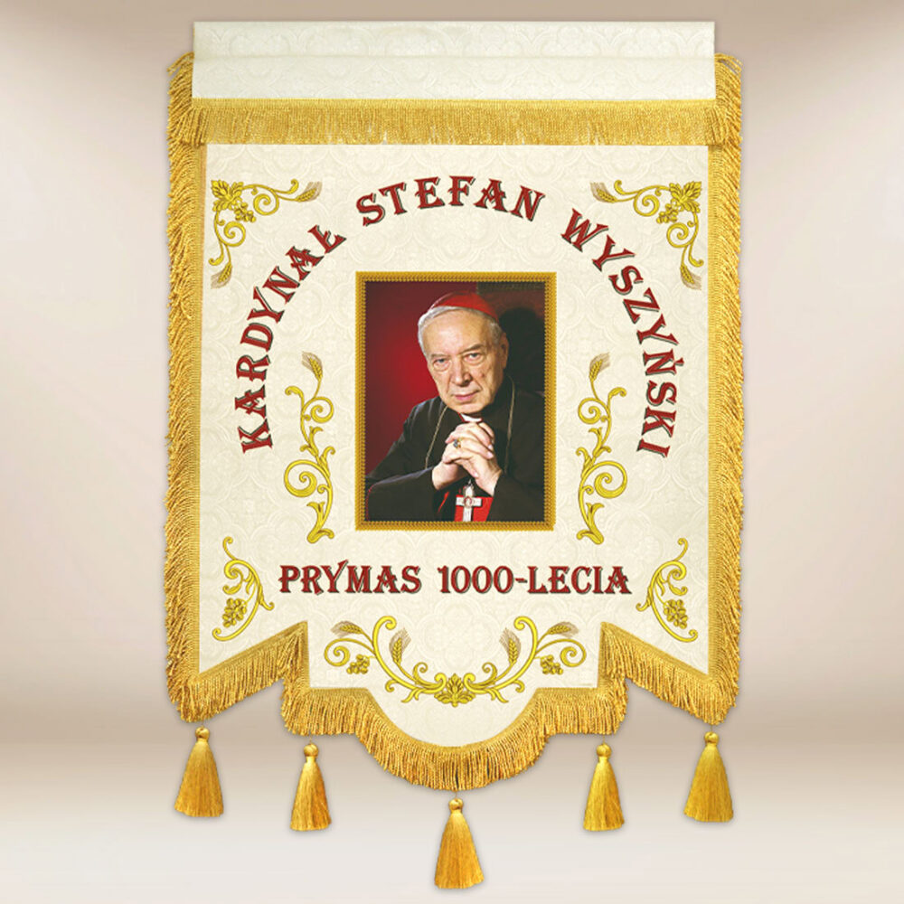 Chorągiew kościelna dwustronna- Kardynał Stefan Wyszyński