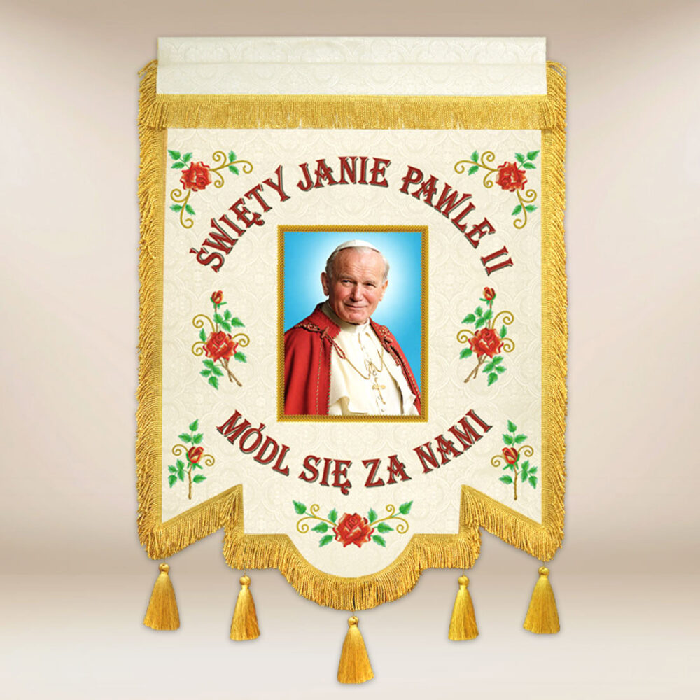 Chorągiew kościelna dwustronna Św. Jan Paweł II