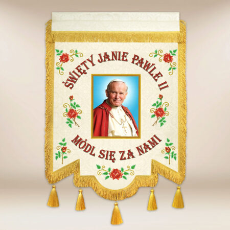 Chorągiew kościelna dwustronna Św. Jan Paweł II