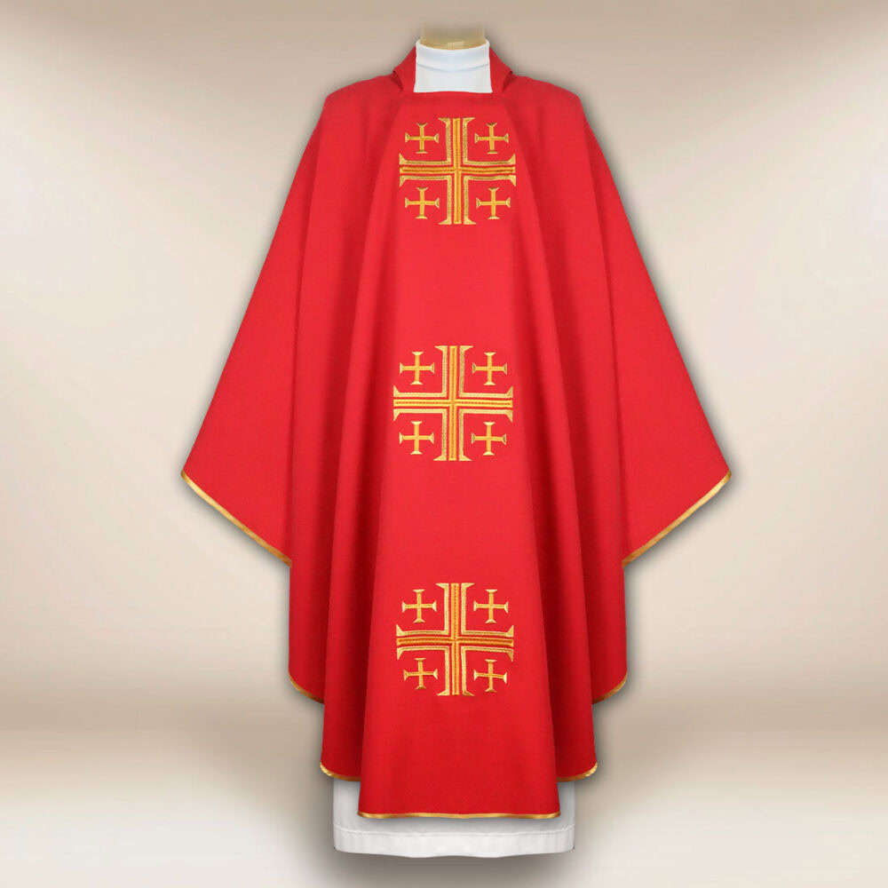 Casula sacerdotale ricamata Croci di Gerusalemme