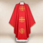 Casula sacerdotale ricamata Croci di Gerusalemme
