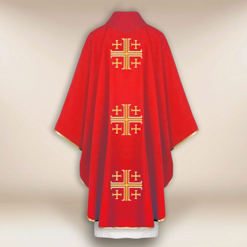 Casula sacerdotale ricamata Croci di Gerusalemme