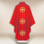 Casula sacerdotale ricamata Croci di Gerusalemme