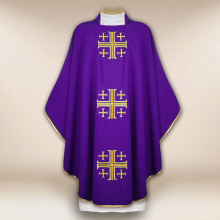 Casula sacerdotale ricamata Croci di Gerusalemme