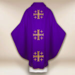 Casula sacerdotale ricamata Croci di Gerusalemme