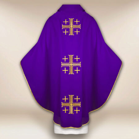 Casula sacerdotale ricamata Croci di Gerusalemme