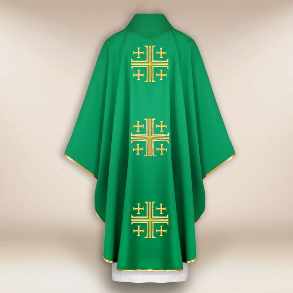 Casula sacerdotale ricamata Croci di Gerusalemme