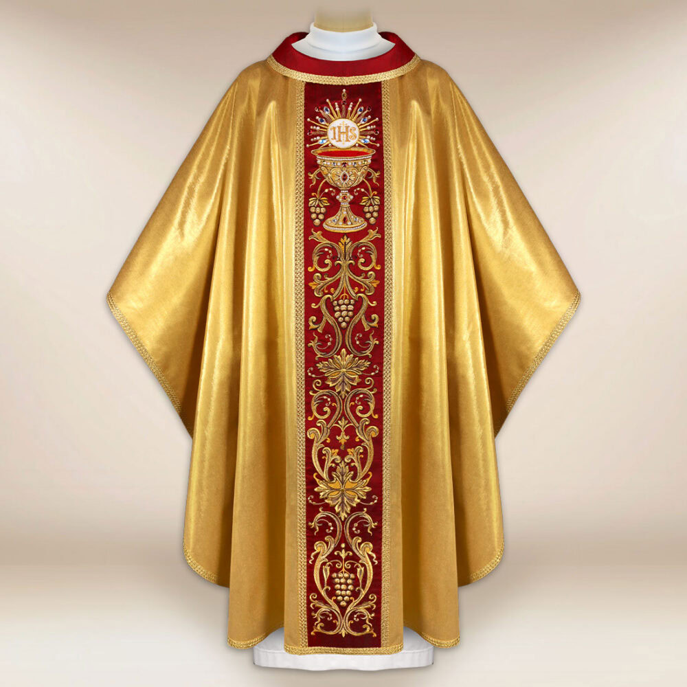 Casula sacerdotale in seta ricamata