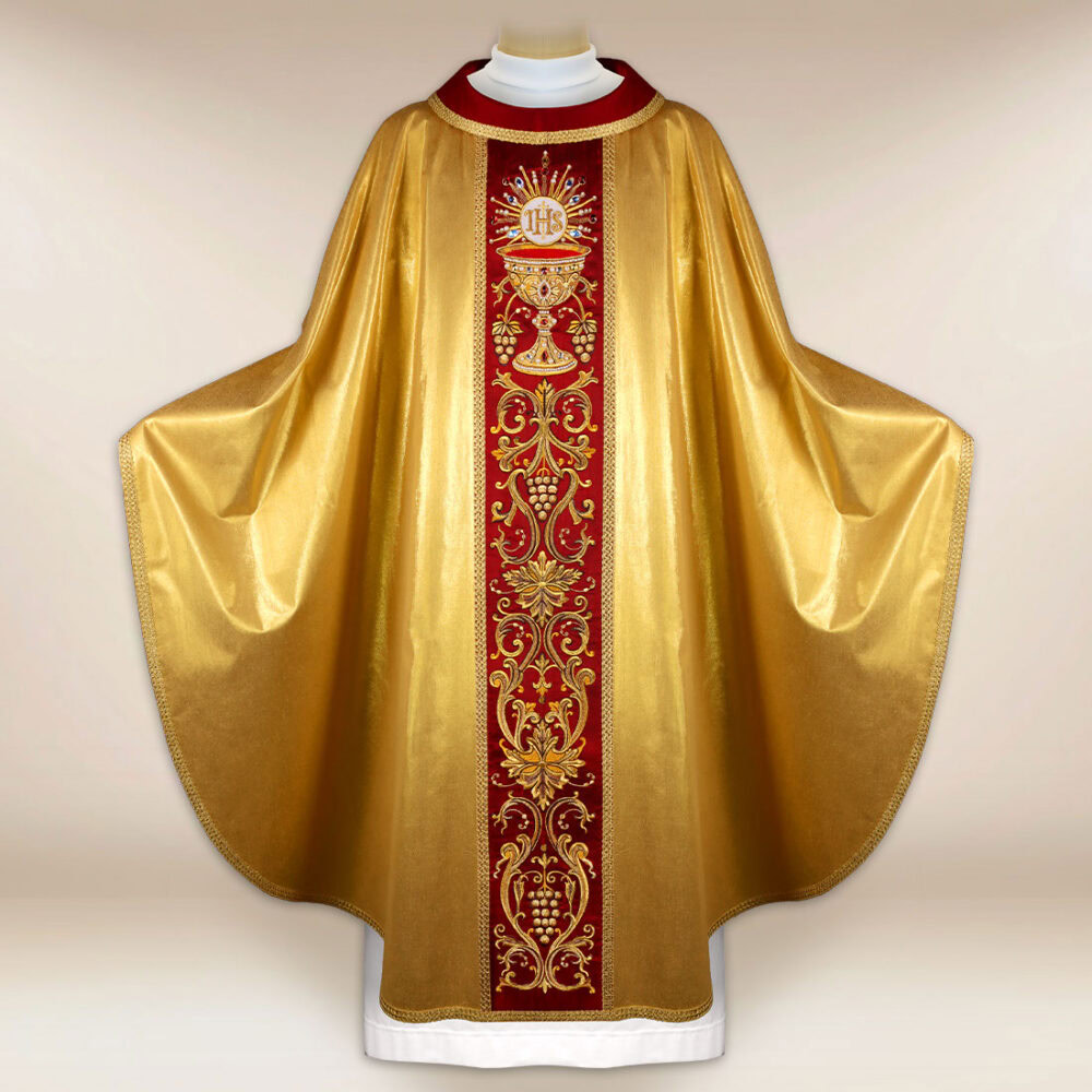 Casula sacerdotale in seta ricamata