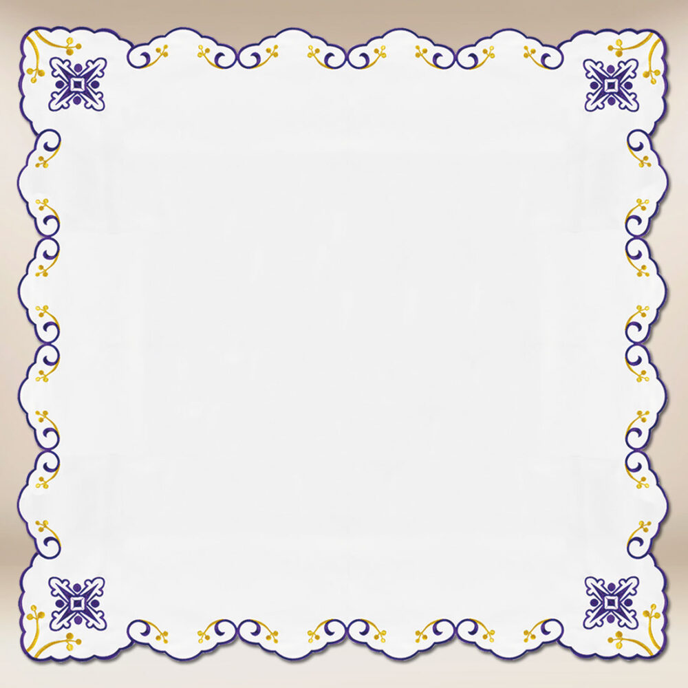 Tovaglietta ołtarzowa ricamata viola di dimensioni 110×110