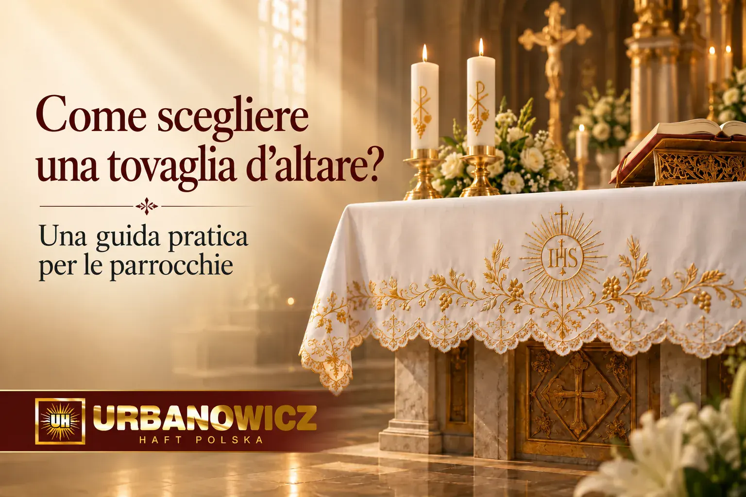 Tovaglia d'altare con decorazione elegante in chiesa: come scegliere la tovaglia d'altare giusta